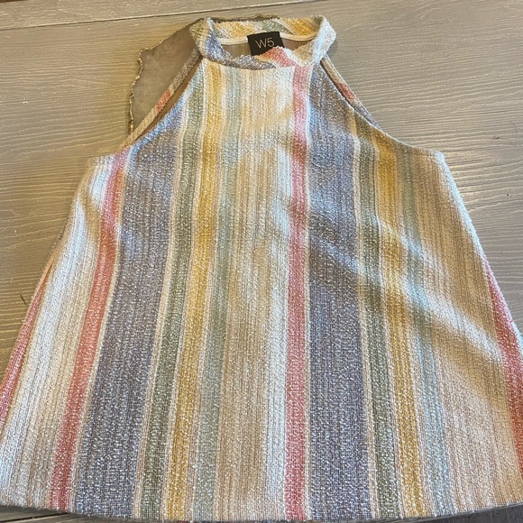 Anthropologie W5 Multicolor Striped Terry Halter Blouse M Tank Top Sleeveless - Picture 2 of 8
